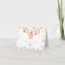 Winter Pink Mädchen Baby Shower Schneeblumen Danke