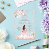 Winter Pink Rose Gold Blumenprinzessin Mis Quince Acryleinladungen (In Situ (Hochzeit))