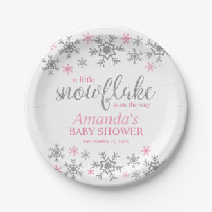 Winter-Pink-Schneeflocken-Baby-Party Pappteller