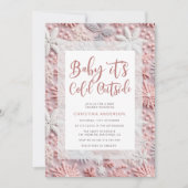 Winter Pink Silver Snowflake Baby Dusche Einladung (Vorderseite)