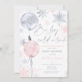 Winter Pink Silver Snowflake Baby Dusche Einladung (Vorderseite)