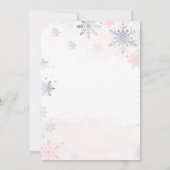 Winter Pink Silver Snowflake Baby Dusche Einladung (Rückseite)