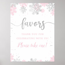 Winter Pink Silver Snowflake Favoriten Bitte nehme Poster