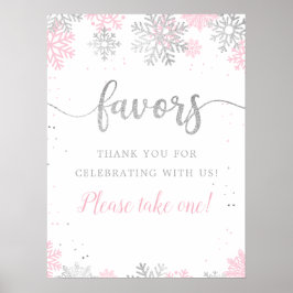 Winter Pink Silver Snowflake Favoriten Bitte nehme Poster