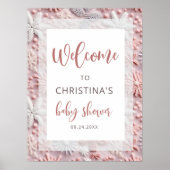 Winter Pink Silver Snowflakes Baby Dusche Willkomm Poster (Vorne)