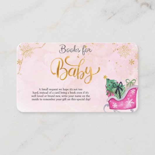 Winter Pink Sleigh Baby Showbücher für Baby Begleitkarte (Vorderseite)
