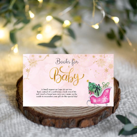 Winter Pink Sleigh Baby Showbücher für Baby Begleitkarte