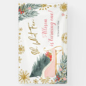 Winter Pink Sleigh Girl Geburtstag Banner (Vertikal)
