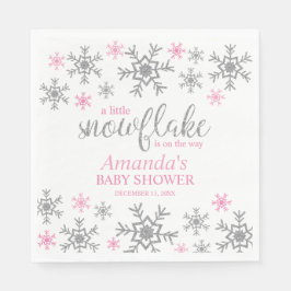 Winter Pink Snowflake Babydusche Serviette