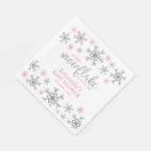 Winter Pink Snowflake Babydusche Serviette (Ecke)