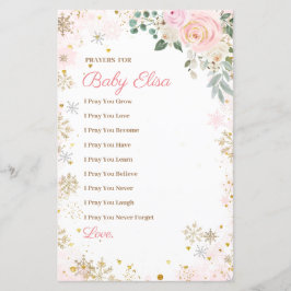 Winter Pink Snowflake Floral Gebete für Baby