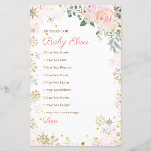 Winter Pink Snowflake Floral Gebete für Baby