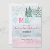 Winter Pink Snowflake Oh, was Spaß ersten Geburtst Einladung (Vorderseite)