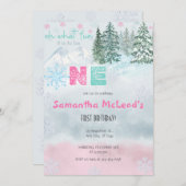 Winter Pink Snowflake Oh, was Spaß ersten Geburtst Einladung (Vorne/Hinten)