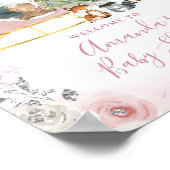 Winter Pink Snowflake Sleigh Baby Shower Welcome Poster (Ecke)