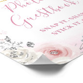 Winter Pink Snowflake Sleigh Photo Guestbook Poster (Ecke)