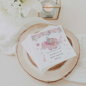 Winter Pink Teddy Bear Sleigh Girl Babydusche Serviette