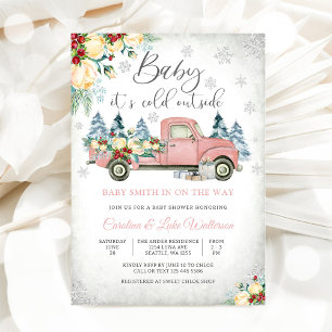 Winter-Pink-Truck-Baby-Shower-Einladung Einladung