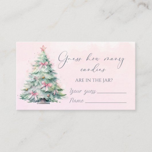 Winter pink Weihnachtsbaum erraten, wie viele Bonb Begleitkarte (Vorderseite)