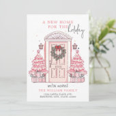 Winter Pink Weihnachtsstür Neue Zuhause Moving Ankündigung (Stehend Vorderseite)