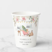 Winter Pink Woodland Animals Girl Baby Dusche Pappbecher (Vorderseite)