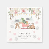 Winter Pink Woodland Animals Girl Baby Dusche Serviette (Vorderseite)