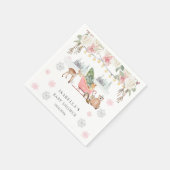 Winter Pink Woodland Animals Girl Baby Dusche Serviette (Ecke)