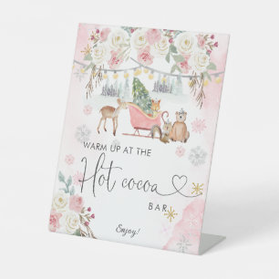 Winter Pink Woodland Tiere Hot Kakao Bar Sockelschild