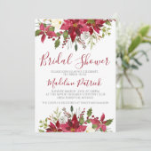 Winter Poinsettia Brautparty Einladung (Stehend Vorderseite)