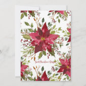 Winter Poinsettia Brautparty Einladung (Rückseite)