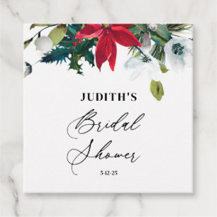 Winter Poinsettia Brautparty Geschenkanhänger