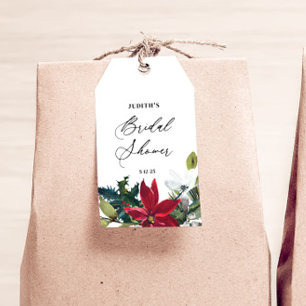 Winter Poinsettia Brautparty Geschenkanhänger