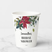 Winter Poinsettia Brautparty Pappbecher (Rückseite)