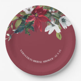 Winter Poinsettia Brautparty Pappteller