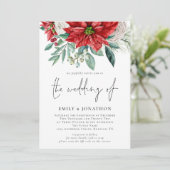 Winter Poinsettia Florals Foliage QR Code Hochzeit Einladung (Stehend Vorderseite)
