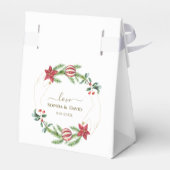 Winter Poinsettia Pine Berry Weihnachtsfeier Geschenkschachtel (Rückseite)