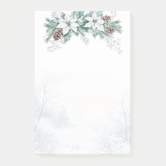 Winter Poinsettia Pine Cones Weihnachten Post-it Klebezettel (Vorderseite)