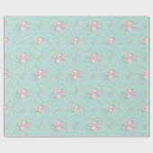 Winter Poinsettia Pink Green Pastor Weihnachten Geschenkpapier (Flach)