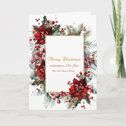 Winter Poinsettia Urlaub Feiertagskarte (Vorderseite)