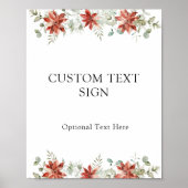 Winter Poinsettias benutzerdefiniertes Textzeichen Poster (Vorne)