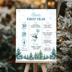 Winter Polar Bär 1. Geburtstag Meilenstein Poster