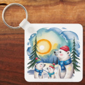 Winter Polar Bär Familie Weihnachten individuell a Schlüsselanhänger (Vorderseite)
