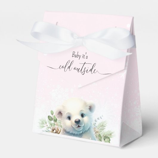 Winter-Polar-Bär kalt Außenbereich Rosa Babydusche Geschenkschachtel (Vorderseite)