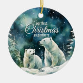 Winter Polar Bären erste Weihnachten als Partner Keramik Ornament (Vorne)