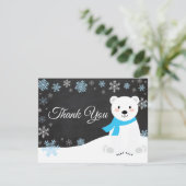 Winter Polar Bären Snowflake Blau Dankeschön Karte (Stehend Vorderseite)