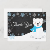 Winter Polar Bären Snowflake Blau Dankeschön Karte (Vorne/Hinten)