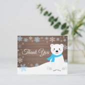 Winter Polar Bären Snowflake Blau Dankeschön Karte (Stehend Vorderseite)