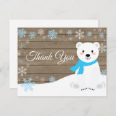 Winter Polar Bären Snowflake Blau Dankeschön Karte (Vorne/Hinten)
