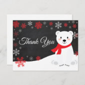Winter Polar Bären Snowflake Rot Danke Karte (Vorne/Hinten)