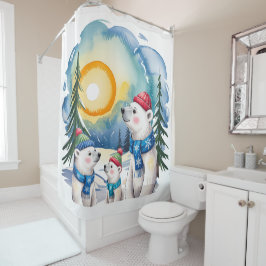 Winter Polar Bären Weihnachten Duschvorhang